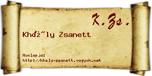 Khély Zsanett névjegykártya